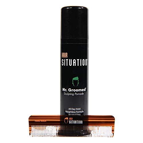 Hair Situation Mr. Groomed Sculpting Pomade - All Day Hold, Paraben-Free, Travel Size Comb