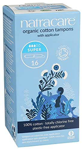 Natracare Organic Cotton Tampons - Plastic-Free, Chlorine-Free, Biodegradable - 16 Pack