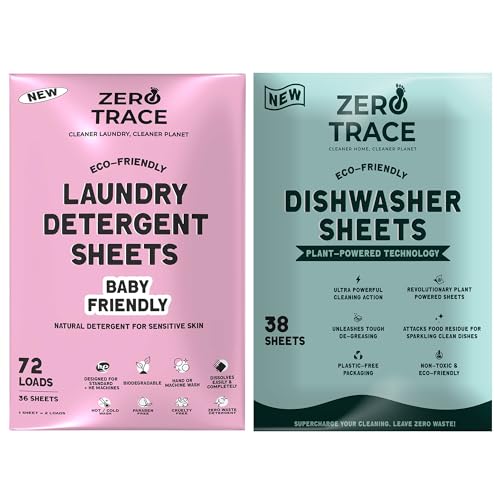 Zero Trace Laundry Detergent Sheets - Baby-Safe, Stain-Fighting, Biodegradable - 30 Sheets