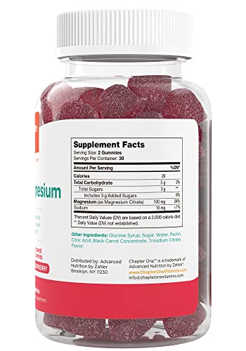 Chapter One Magnesium Gummies - Supports Calm, Nerve Function, Kosher Certified - 60 Count