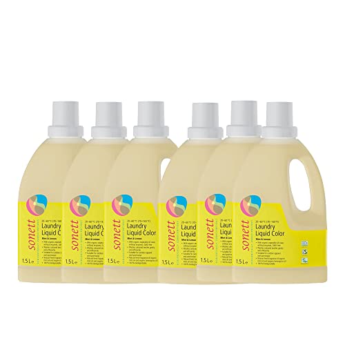 Sonett Concentrated Laundry Detergent - Organic Plant-Based Formula, Mint & Lemon Scent - 6 Pack