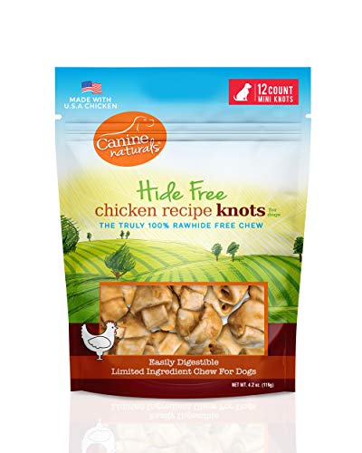 Canine Naturals Dog Treat - USA Raised Chicken, Rawhide Free, Easy to Digest - 12 Mini Knots