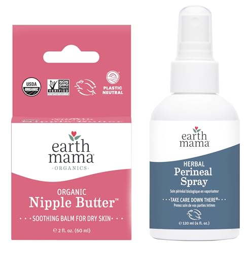 Earth Mama Essentials Bundle - Organic Nipple Butter & Herbal Perineal Spray for Recovery