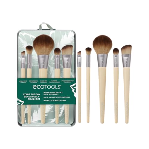 EcoTools Makeup Brush Set - Perfect for Flawless Application, Vegan & Cruelty-Free - 6 Brushes