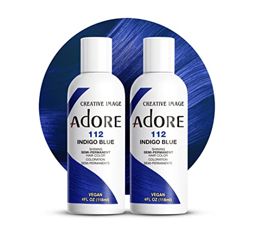 Adore Semi Permanent Hair Dye - Rich Indigo Blue, Vegan & Cruelty-Free - 4 Fl Oz, Pack of 2