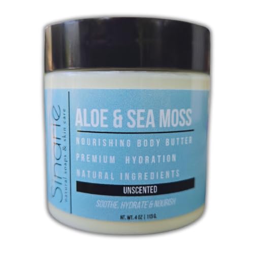 Sinarie Aloe & Sea Moss Body Butter - Deep Moisture, Nourishing & Protective - Unscented 4oz