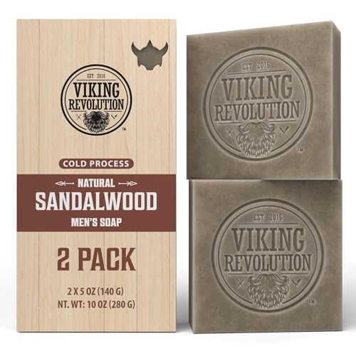 Viking Revolution Sandalwood Bar Soap - Nourishing with Essential Oils, 2 Pack