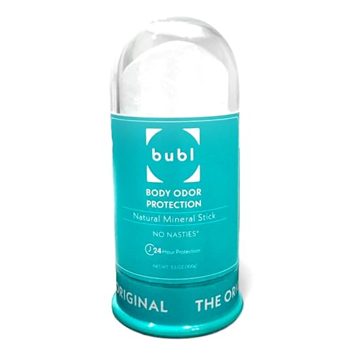 Bubl Natural Mineral Deodorant - Odor Prevention, Non-Toxic, Fragrance-Free - Lasts 1 Year, 3.5oz