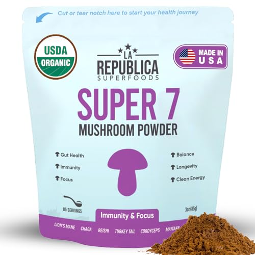 LRLA SUPERFOODS Mushroom Supplement - Boost Vitality, Immunity, Energy - USDA Organic, Vegan, 3oz