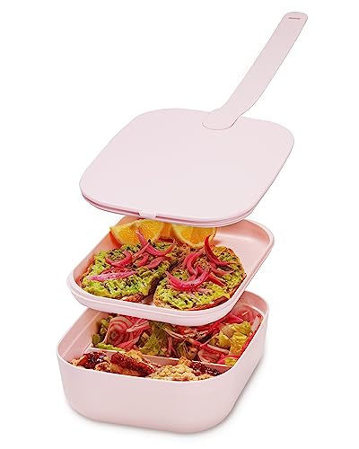 W&P Porter Bento Lunch Box - 3 Compartments for Fresh Meals, BPA-Free, Blush - Medium