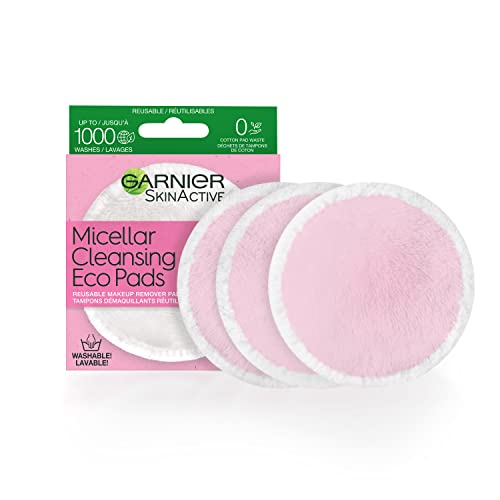 Garnier SkinActive Micellar Cleansing Eco Pads - Reusable, Ultra-Soft, Zero Waste - 3 Pads