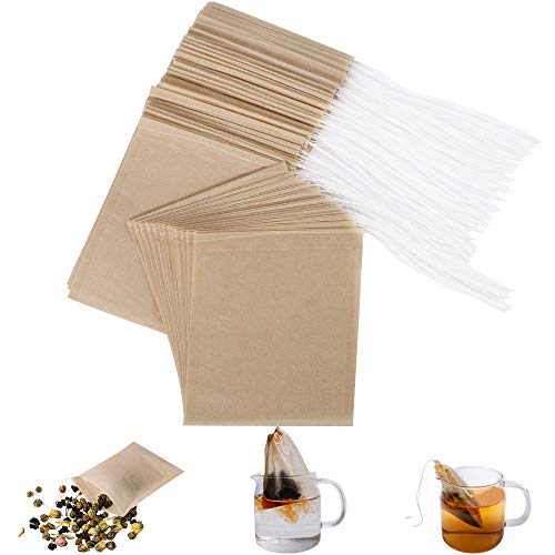 Aksuaple Tea Filter Bags - Biodegradable Wood Pulp, No Mess Brewing, 100 Pack - 3.2" x 4.0"