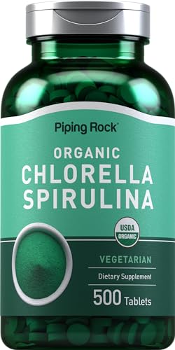 Piping Rock Chlorella Spirulina Superfood - Vegetarian, Non-GMO, Gluten Free - 500 Tablets