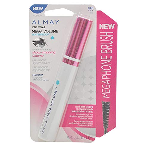 Almay Waterproof Mascara - Mega Volume, Lift & Length for Sensitive Eyes - 0.34 Fl Oz