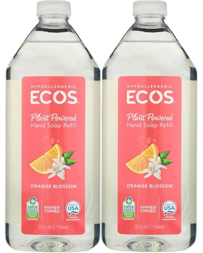 ECOS Hand Soap - Uplifting Citrus Scent, Plant-Powered Cleaners - Orange Blossom, 2 Pack