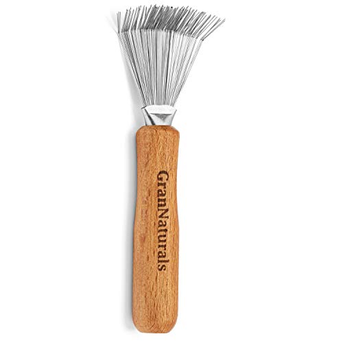 GranNaturals Hair Brush Cleaner - Efficient Debris Remover, Durable Metal Teeth, Wooden Handle