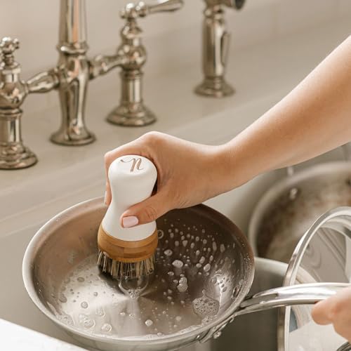 Nellie's Forever Brush - Versatile Sponge-Brush for Effective Dishwashing - Bamboo Handle, Durable