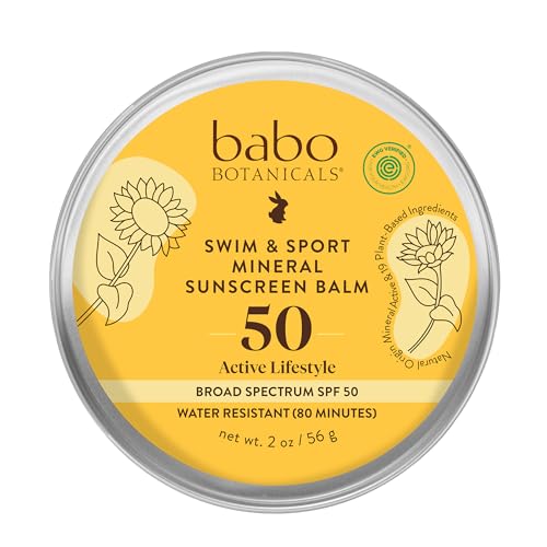 Babo Botanicals Mineral Sunscreen Balm SPF50 - Hydrating, EWG Verified, Water Resistant - 3oz