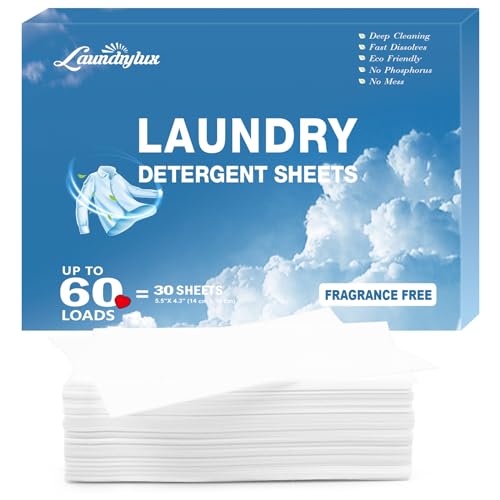 LAUNDRYLUX Laundry Detergent Sheets - Hypoallergenic, Natural Ingredients, Travel-Ready - 30 Sheets