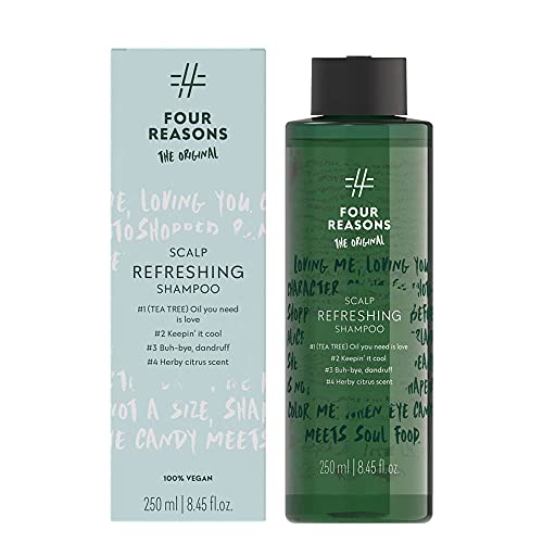Four Reasons Tea Tree Oil Shampoo - Anti-Itch & Flaky Scalp Relief, 100% Vegan - 8.45 fl. oz
