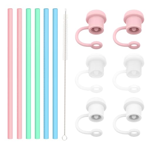 Silicone Straw Set for Stanley Tumblers - Food Grade, Reusable, Easy to Clean - 12.2" Length, 6 Pack