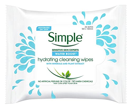 Simple Water Boost Face Wipes - Hydrating & Cleansing, Micellar Technology - 25oz