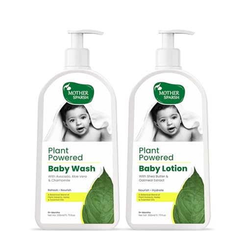 Mother Sparsh Baby Skin Care Set - Hydrating Lotion & Gentle Wash, Natural Botanicals - 200ml Each