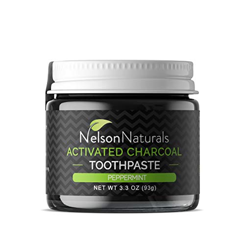 Nelson Naturals Activated Charcoal Toothpaste - Fluoride-Free, Alkaline Formula, Peppermint - 3.3oz