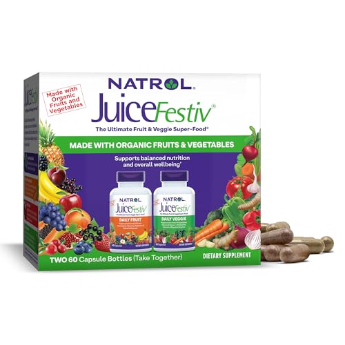 Natrol JuiceFestiv Superfood Capsules - Supports Balanced Nutrition, 120 Count, 2 Bottles