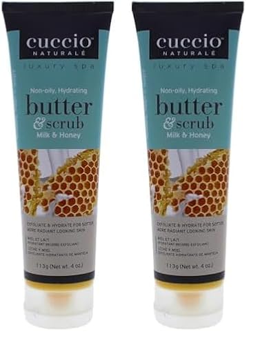 Cuccio Naturale Body Scrub - Hydrates & Exfoliates for Radiant Skin - Milk & Honey - 4oz (Pack of 2)