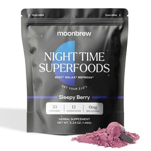 MoonBrew Sleepy Berry Tea - Natural Sleep Aid with Magnesium & 14 Superfoods - 30 Servings