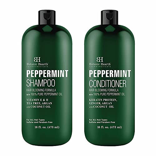 Botanic Hearth Peppermint Shampoo & Conditioner Set - Promotes Hair Growth, 16 fl oz x 2