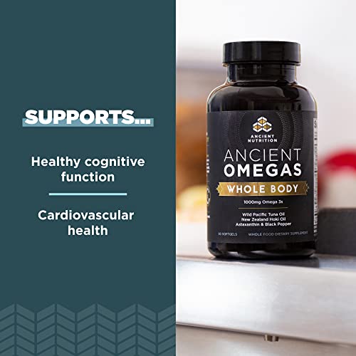 Ancient Nutrition Omega-3 Supplement - Supports Cognitive & Heart Health, 90 Wild Caught Capsules