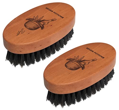 Beard Brush Duo Set - Firm & Soft Boar Bristles for Grooming, Made from Natural Materials