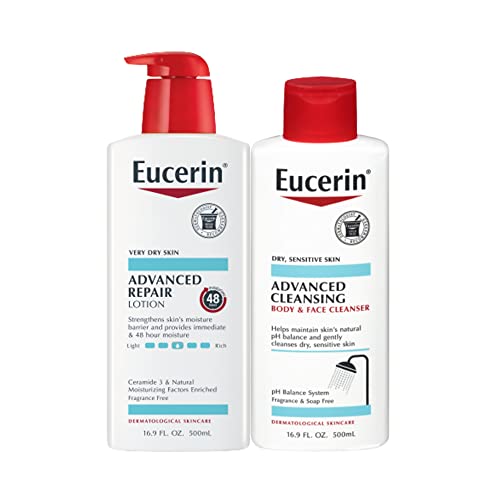 Eucerin Skin Care Set - 48-Hour Moisture, Fragrance-Free Lotion & Cleanser - 16.9 Fl Oz Each