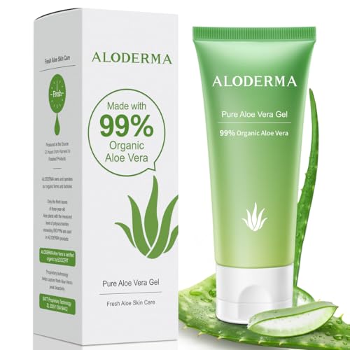 Aloderma Aloe Vera Gel - Soothing Hydration, USDA Organic, Freshly Harvested - 4oz