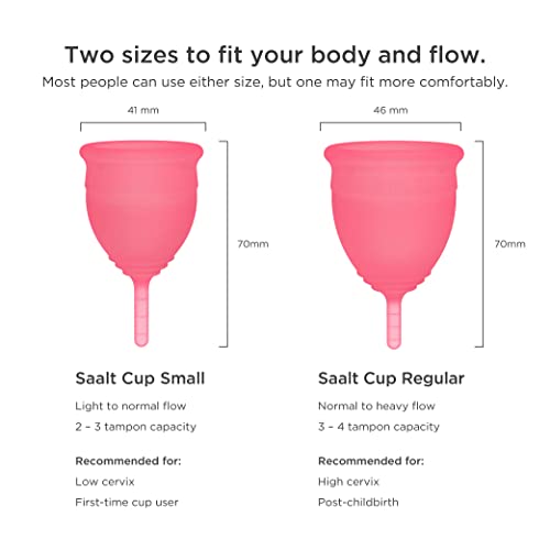 Saalt Menstrual Cup - Comfortable, Reliable 12-Hour Wear, Medical-Grade Silicone - Made in USA