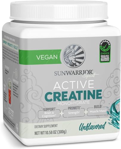 Sunwarrior Creatine Monohydrate Powder - Boosts Muscle Growth & Energy, Vegan - 60 Servings