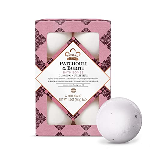 Nubian Heritage Essential Oil Blend - Uplifting Bath Bombs with Rosehip Oil, 6 Count - 1.6 oz