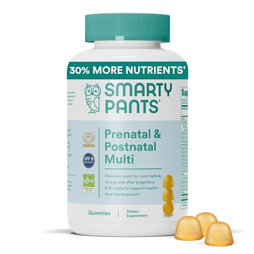 SmartyPants Prenatal Multivitamins - 17 Essential Nutrients, Non-GMO, Lemon Flavor - 60 Gummies