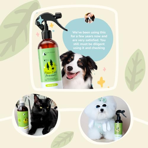 kin+kind Flea & Tick Spray for Dogs & Cats - Natural Lemongrass, Vet Approved - 12 fl oz