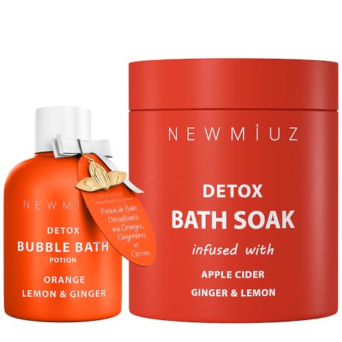 New Miuz Bath & Body Gift Set - Detox Bubble Bath & Soak with Ginger & Lemon - Pack of 2