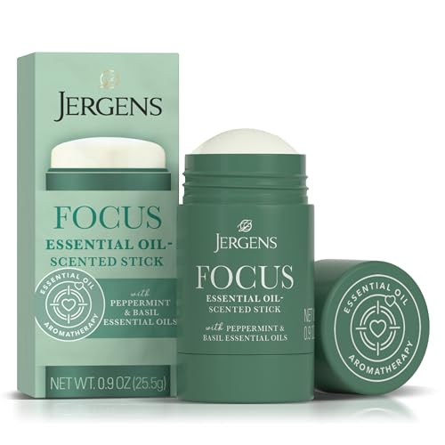 Jergens Focus Aromatherapy Stick - Peppermint & Basil Blend, Mess-Free Mindfulness - 0.9 Oz