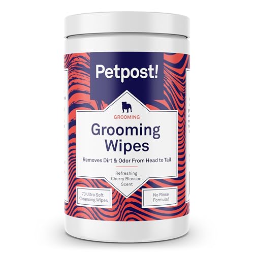 Petpost Grooming Wipes for Dogs - Deodorizing Cherry Blossom, Soothing Aloe - 70 Pads