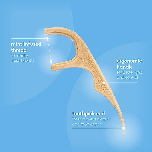 The Humble Co. Floss Picks - Plant-Based Dental Floss for Oral Care, Mint Flavor - 200 Count