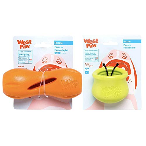 WEST PAW Zogoflex Qwizl & Toppl Dog Puzzle Toys - Durable, Recyclable, Engaging Fun - Small