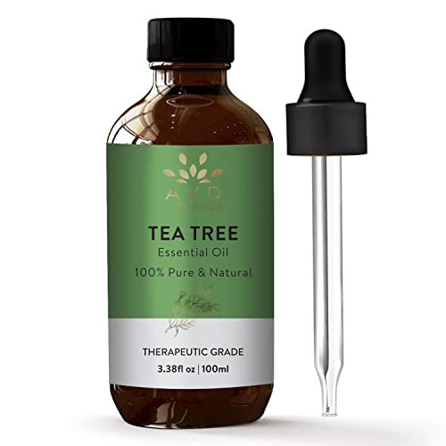 AVD Organics Tea Tree Essential Oil - 100% Pure for Skin Care, Aromatherapy - 3.38 fl. oz.