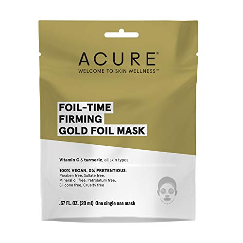 ACURE Face Mask - Firming Gold Foil for Glowing Skin, Vegan & Cruelty-Free - 0.67 Fl Oz