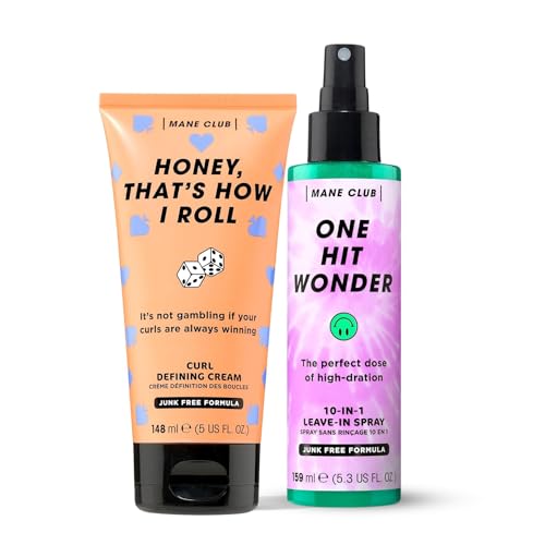 MANE CLUB Hair Care Set - Defines Curls, Moisturizes & 10-in-1 Leave-In Benefits - Vegan