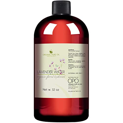 Lavender Water Hydrosol - Calming Facial Toner, Hydrating Mist for Skin & Aromatherapy - 32oz